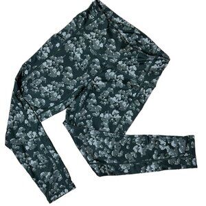 NORDSTROM Zella Grey Green Floral Running TIghts Leggings w Pockets size Medium